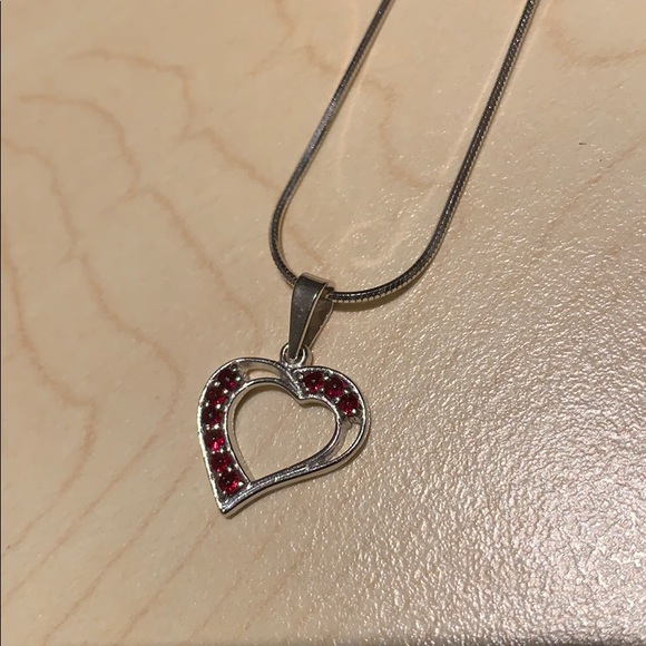 Sterling silver heart necklace with granite stones - Picture 6 of 9